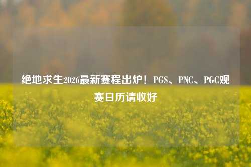 绝地求生2026最新赛程出炉！PGS、PNC、PGC观赛日历请收好