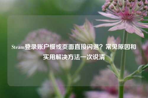 Steam登录账户慢或页面直接闪退？常见原因和实用解决方法一次说清