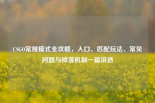 CSGO常规模式全攻略，入口、匹配玩法、常见问题与掉落机制一篇讲透