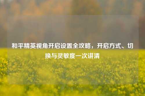 和平精英视角开启设置全攻略，开启方式、切换与灵敏度一次讲清