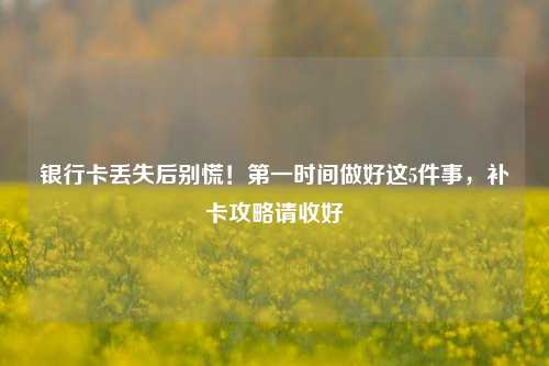 银行卡丢失后别慌！第一时间做好这5件事，补卡攻略请收好