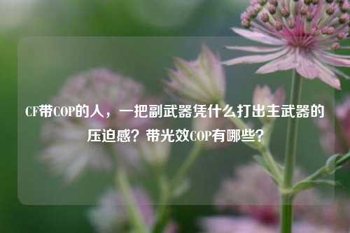 CF带COP的人，一把副武器凭什么打出主武器的压迫感？带光效COP有哪些？