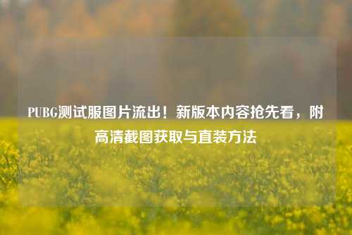 PUBG测试服图片流出！新版本内容抢先看，附高清截图获取与直装方法