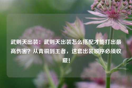 武则天出装：武则天出装怎么搭配才能打出最高伤害？从青铜到王者，这套出装顺序必须收藏！