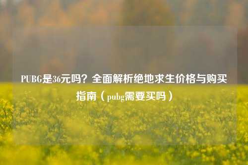 PUBG是36元吗？全面解析绝地求生价格与购买指南（pubg需要买吗）