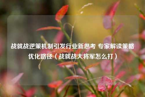 战就战逆策机制引发行业新思考 专家解读策略优化路径（战就战大将军怎么打）