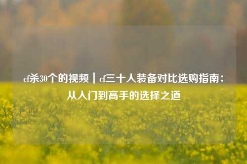 cf杀30个的视频｜cf三十人装备对比选购指南：从入门到高手的选择之道