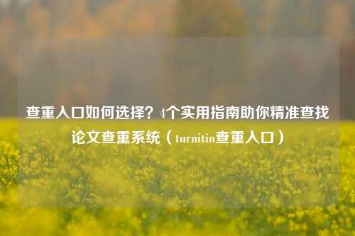 查重入口如何选择？4个实用指南助你精准查找论文查重系统（turnitin查重入口）