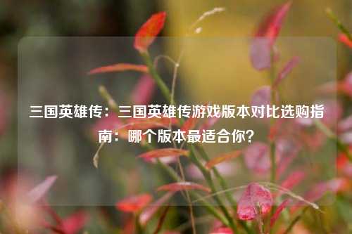 三国英雄传：三国英雄传游戏版本对比选购指南：哪个版本最适合你？